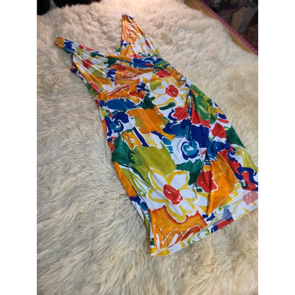 Ralph Lauren colorful sleeveless bodycon dress double line knit size 10 18* p2p - Picture 1 of 11